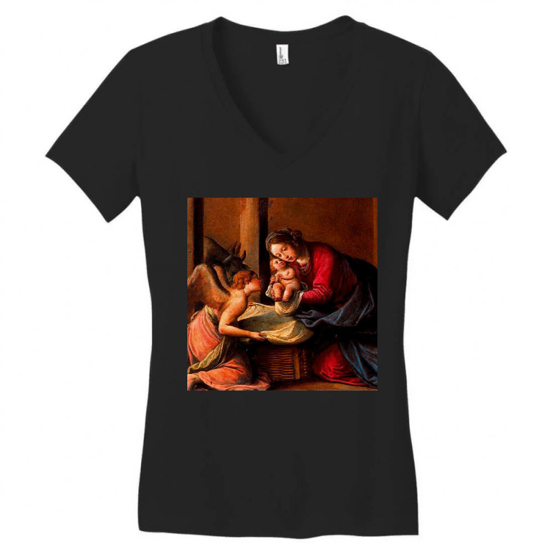 The Nativity Christmas Nativity Scene Women's V-Neck T-Shirt by cm-arts | Artistshot