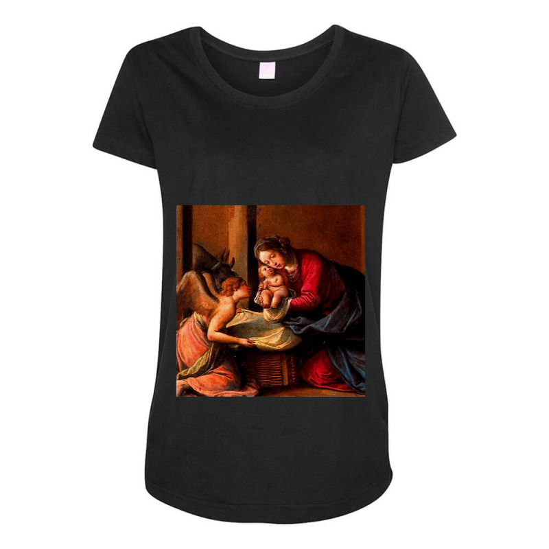 The Nativity Christmas Nativity Scene Maternity Scoop Neck T-shirt by cm-arts | Artistshot