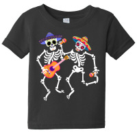 Dancing Skeleton Guitar Dia De Los Muertos Calavera Day Dead T Shirt Baby Tee | Artistshot