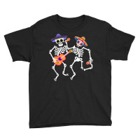 Dancing Skeleton Guitar Dia De Los Muertos Calavera Day Dead T Shirt Youth Tee | Artistshot