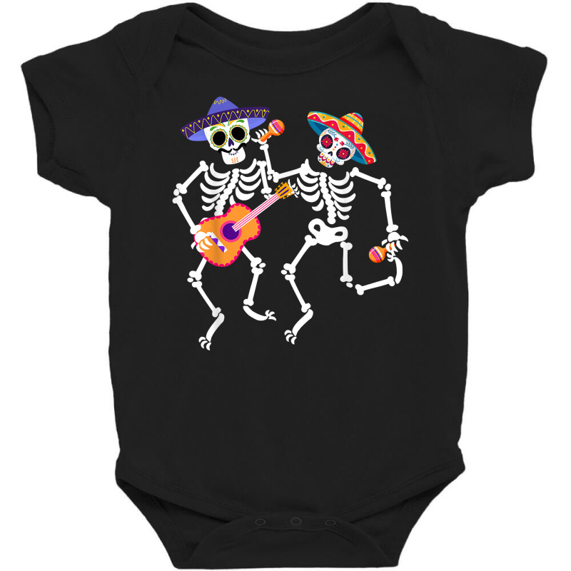 Dancing Skeleton Guitar Dia De Los Muertos Calavera Day Dead T Shirt Baby Bodysuit by cm-arts | Artistshot