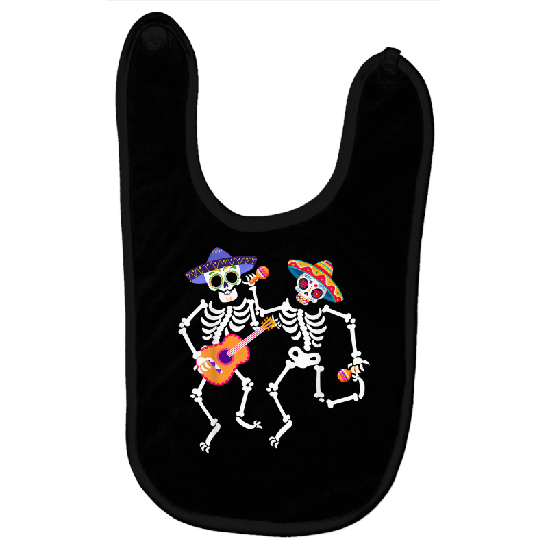 Dancing Skeleton Guitar Dia De Los Muertos Calavera Day Dead T Shirt Baby Bibs by cm-arts | Artistshot