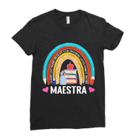 Maestra Boho Rainbow Leopard Spanish Bilingual Teacher Ladies Fitted T-shirt | Artistshot