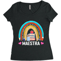 Maestra Boho Rainbow Leopard Spanish Bilingual Teacher Women's Triblend Scoop T-shirt | Artistshot