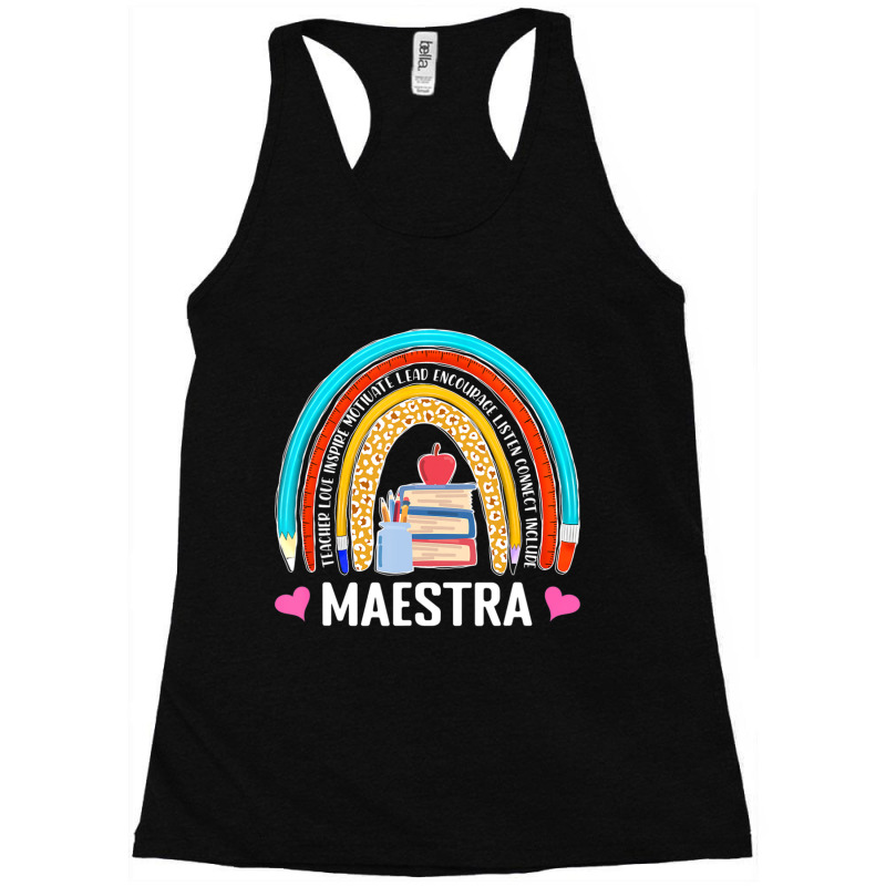 Maestra Boho Rainbow Leopard Spanish Bilingual Teacher Racerback Tank by cm-arts | Artistshot