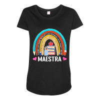 Maestra Boho Rainbow Leopard Spanish Bilingual Teacher Maternity Scoop Neck T-shirt | Artistshot