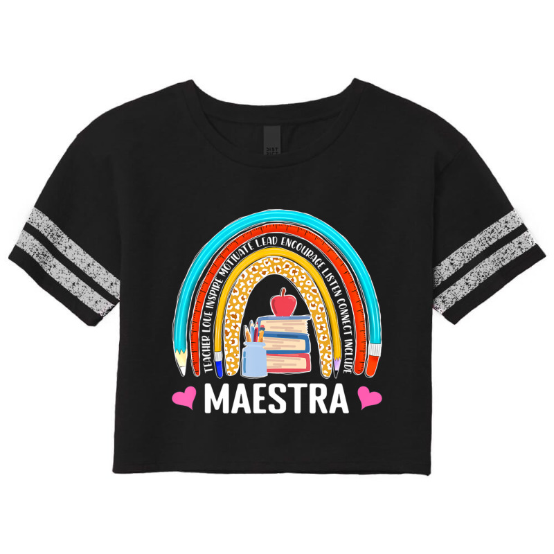 Maestra Boho Rainbow Leopard Spanish Bilingual Teacher Scorecard Crop Tee by cm-arts | Artistshot