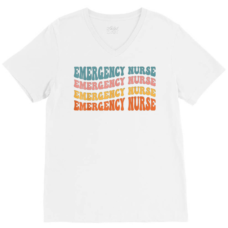 Groovy Emergency Room Nurse Tech Emergency Department Nurse T Shirt V-neck Tee | Artistshot