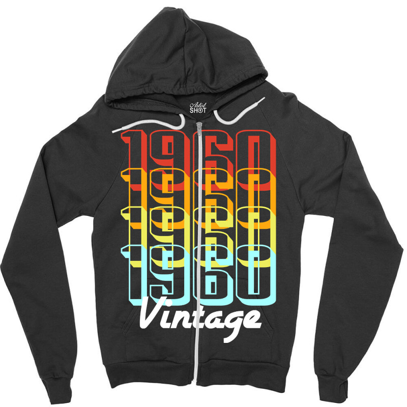 Vintage Since 1960 Old Men Women Retro Sunset Zipper Hoodie | Artistshot