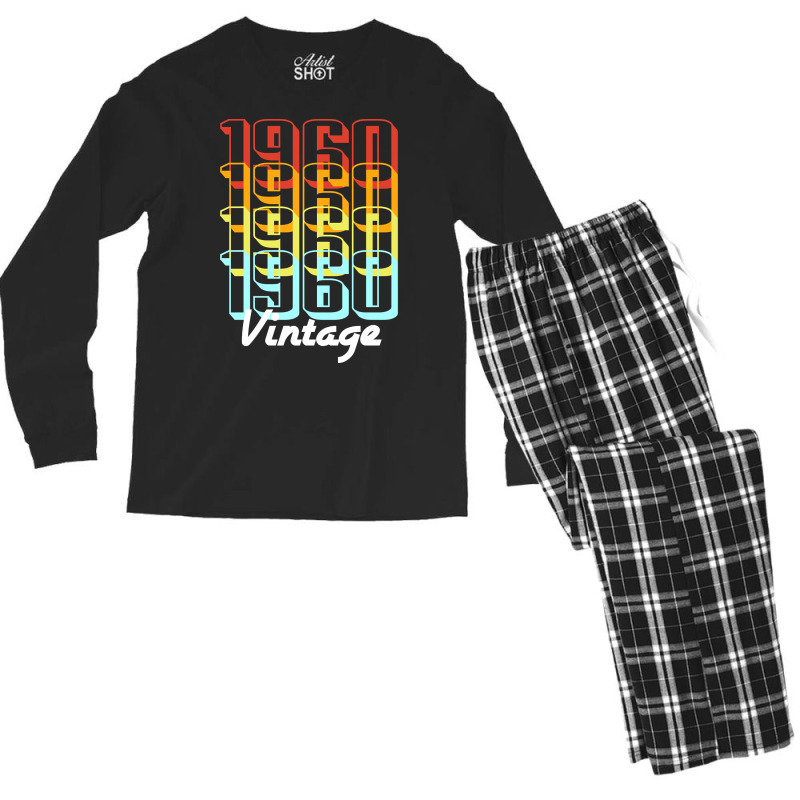 Vintage Since 1960 Old Men Women Retro Sunset Men's Long Sleeve Pajama Set | Artistshot