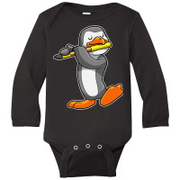 Penguin At Music With Flute Long Sleeve Baby Bodysuit | Artistshot