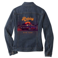 Ardsley New York Retro Vintage 80s 90s Muscle Cars Retrowave Aesthetic Ladies Denim Jacket | Artistshot