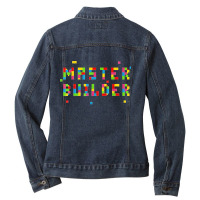 Funny Master Builder Cool Construction Block Building Gift Ladies Denim Jacket | Artistshot