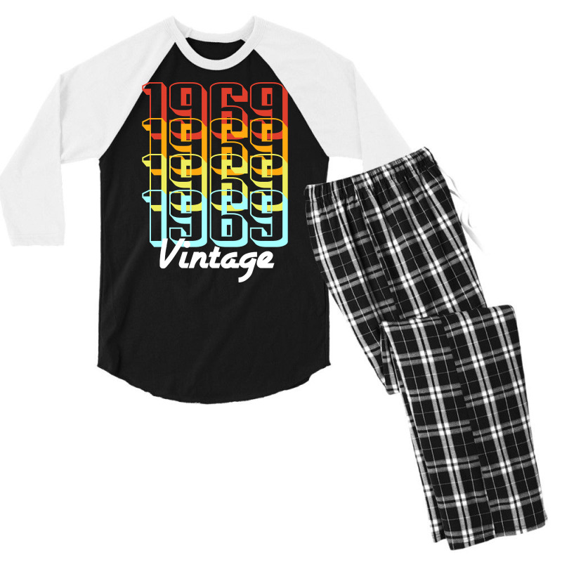 Vintage Since 1969 Old Men Women Retro Sunset Men's 3/4 Sleeve Pajama Set | Artistshot