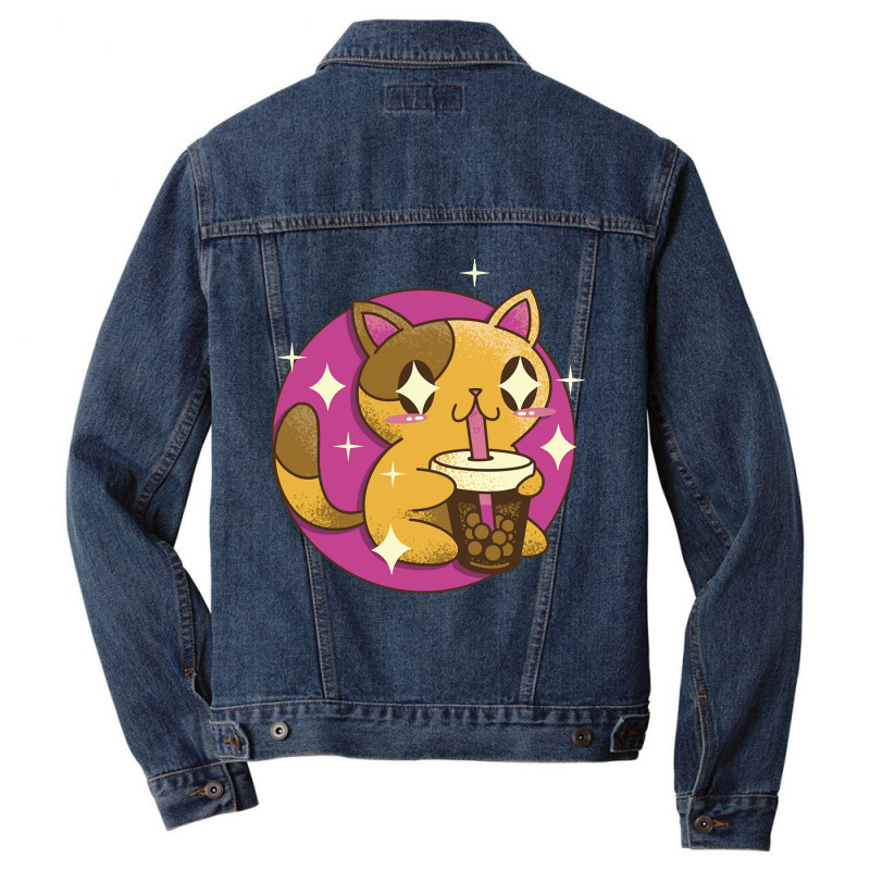 Boba Tea Cat Bubble Tea Kawaii Japanese Anime Neko-frb8h Men Denim Jacket | Artistshot