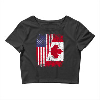 Canadian Roots Half American Flag Canada Crop Top | Artistshot