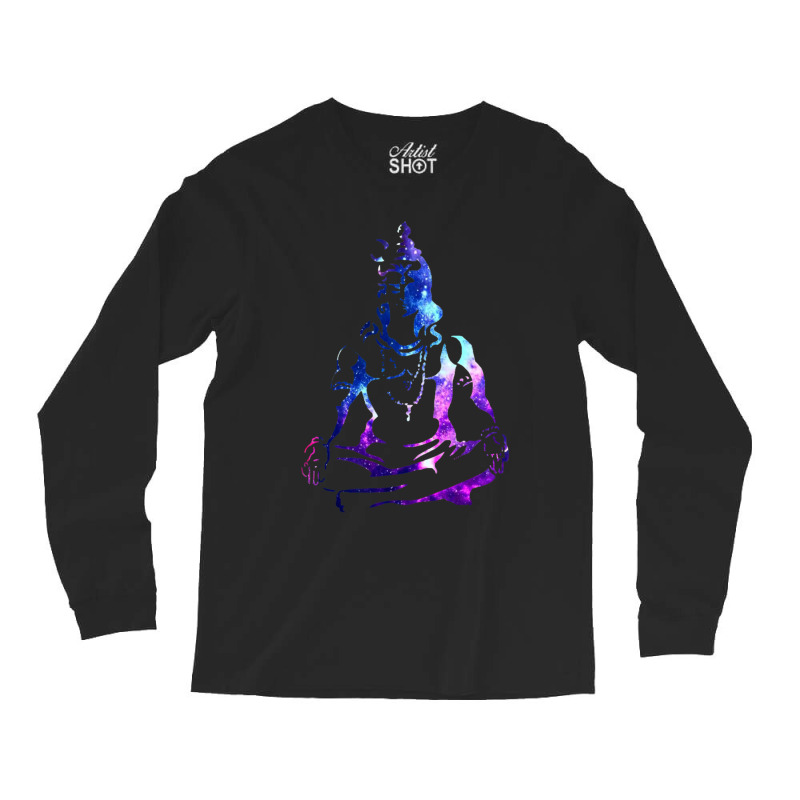 Adiyogi Meditating Galaxy Art Long Sleeve Shirts | Artistshot