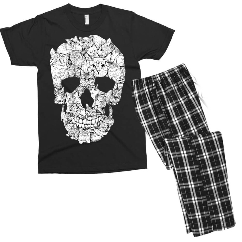 Cat Skull Kitty Skeleton Halloween Costume Idea Men's T-shirt Pajama Set by behindcedar22 | Artistshot