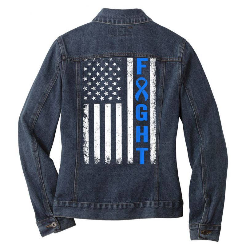 Fight Diabetic Survivor American Flag Diabetes Awareness T Shirt Ladies Denim Jacket by cm-arts | Artistshot