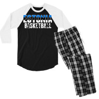 Estonia Basketball Fans Jersey   Estonian Flag Sport Lovers T Shirt Men's 3/4 Sleeve Pajama Set | Artistshot