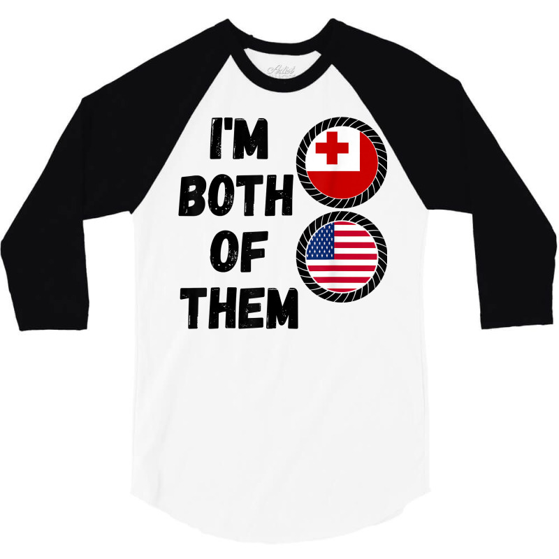 Half American Half Tongan Kingdom Usa & Tonga Flag Heritage T Shirt 3/4 Sleeve Shirt by cm-arts | Artistshot