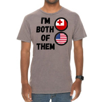 Half American Half Tongan Kingdom Usa & Tonga Flag Heritage T Shirt Vintage T-shirt | Artistshot