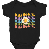 Retro Groovy Bilingual Teachers Back To School Bilingual Baby Bodysuit | Artistshot