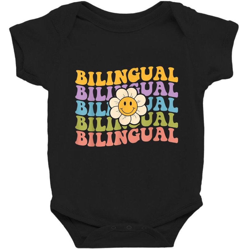 Retro Groovy Bilingual Teachers Back To School Bilingual Baby Bodysuit by CarolinePascua | Artistshot