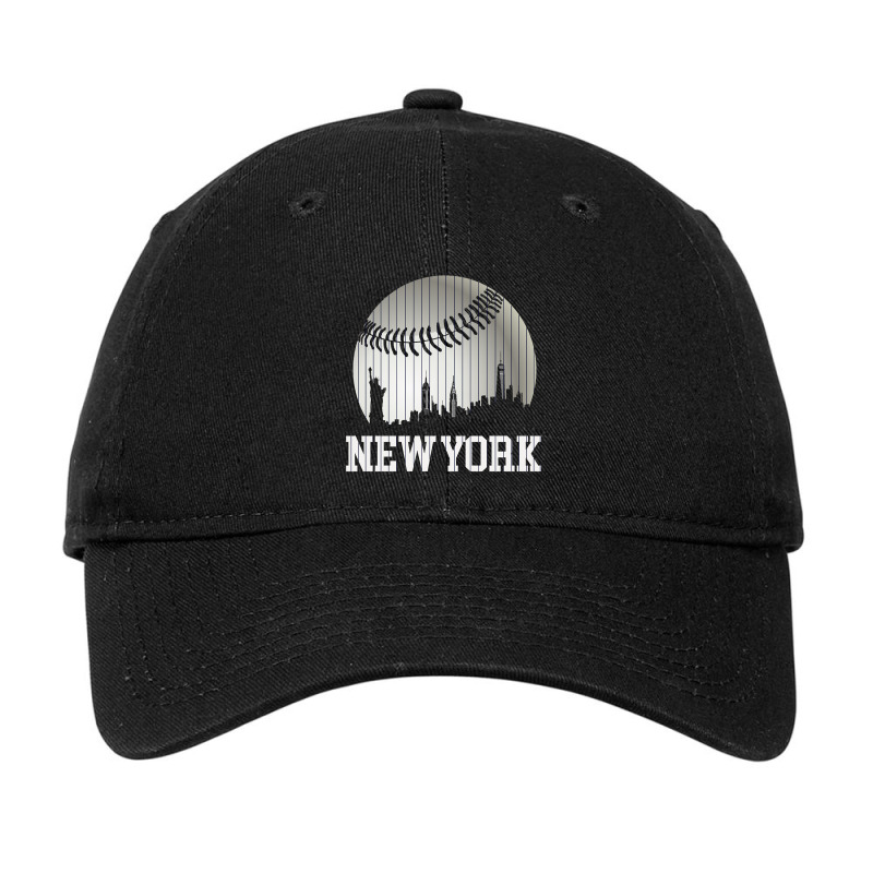 New York Ny Skyline Baseball Stripes For Gameday Retro Style Adjustable Cap by Kanmosrin52 | Artistshot