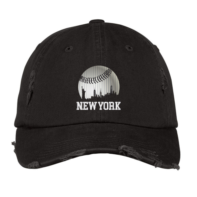 New York Ny Skyline Baseball Stripes For Gameday Retro Style Vintage Cap by Kanmosrin52 | Artistshot