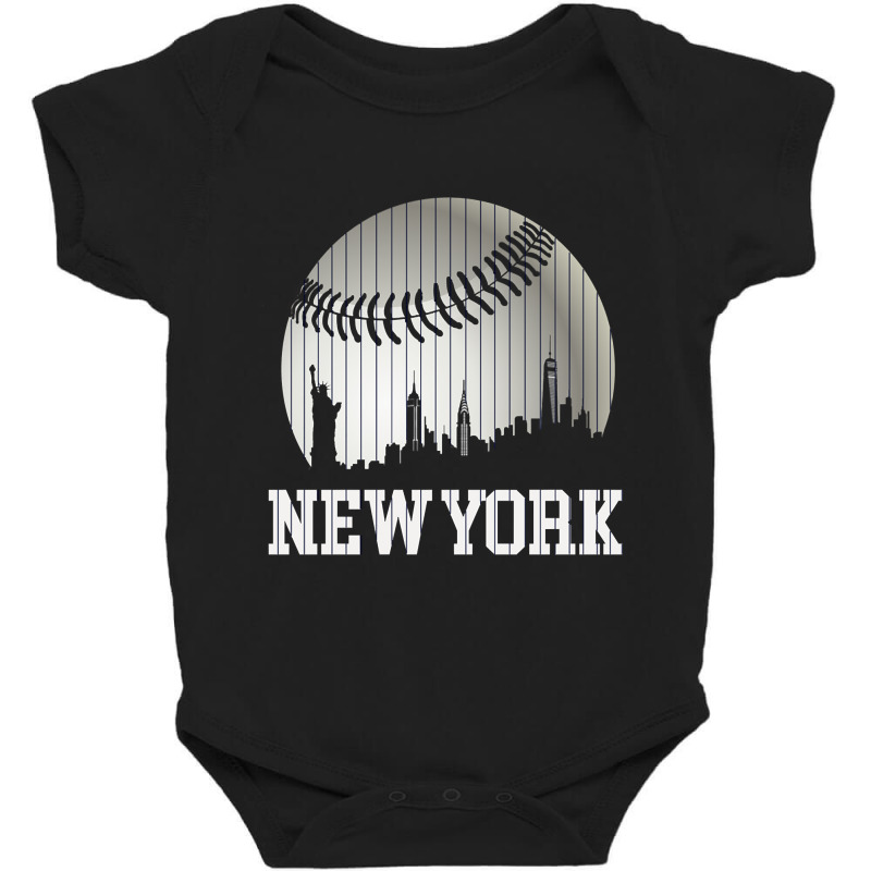 New York Ny Skyline Baseball Stripes For Gameday Retro Style Baby Bodysuit by Kanmosrin52 | Artistshot