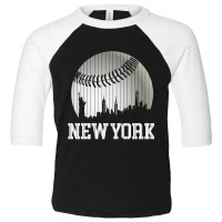 New York Ny Skyline Baseball Stripes For Gameday Retro Style Toddler 3/4 Sleeve Tee | Artistshot