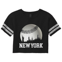 New York Ny Skyline Baseball Stripes For Gameday Retro Style Scorecard Crop Tee | Artistshot