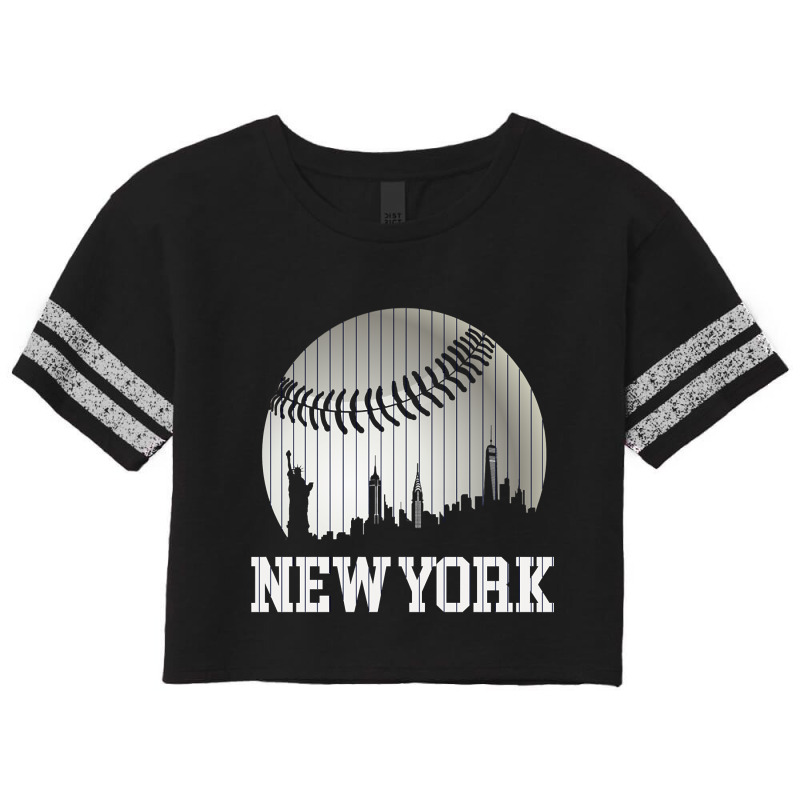 New York Ny Skyline Baseball Stripes For Gameday Retro Style Scorecard Crop Tee by Kanmosrin52 | Artistshot