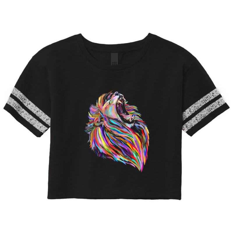 Roaring Regal Rainbow Lion Scorecard Crop Tee by mimifrisby | Artistshot