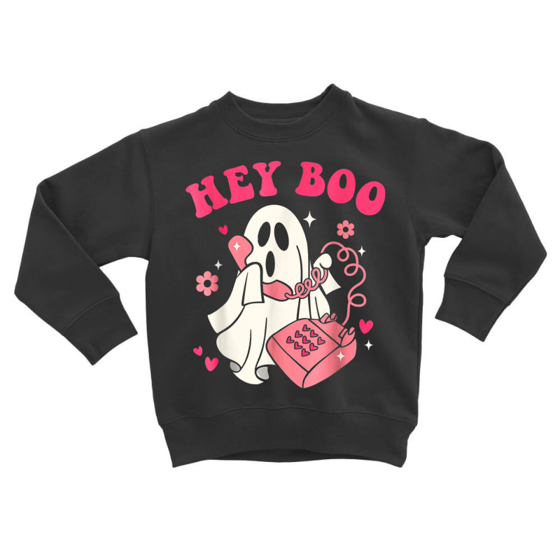 Hey Boo Funny Halloween Costume Spooky Season Ghost Landline T Shirt Toddler Sweatshirt by cm-arts | Artistshot