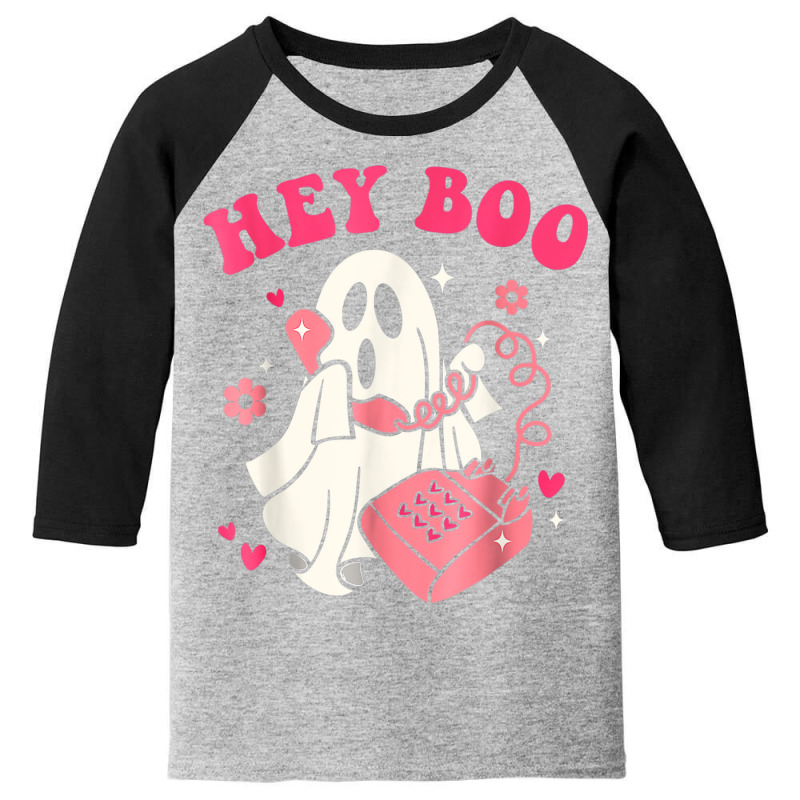 Hey Boo Funny Halloween Costume Spooky Season Ghost Landline T Shirt Youth 3/4 Sleeve by cm-arts | Artistshot