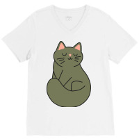 Green Cat V-neck Tee | Artistshot