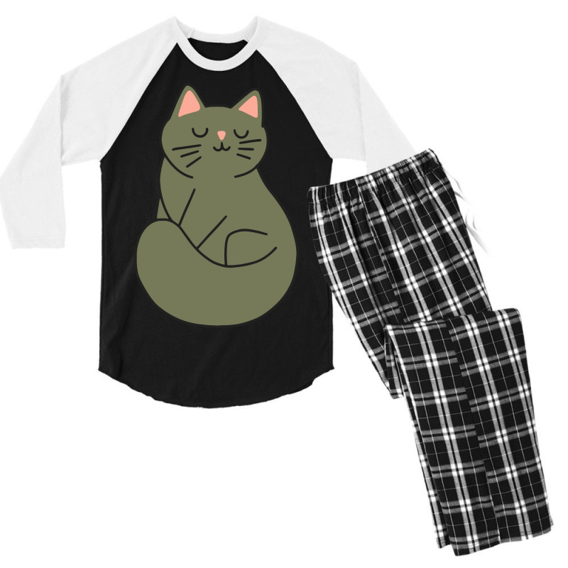 Green Cat Men's 3/4 Sleeve Pajama Set | Artistshot