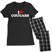 I Love Cougars Geeks Funny Fun Heart Women's Pajamas Set | Artistshot