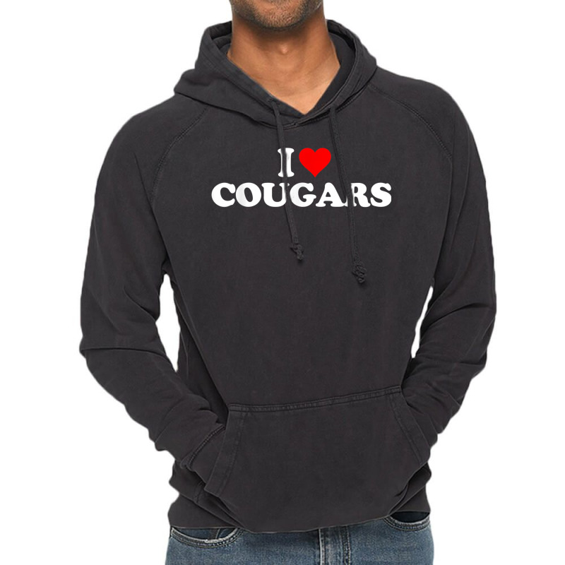 I Love Cougars Geeks Funny Fun Heart Vintage Hoodie by IsebellaHord | Artistshot