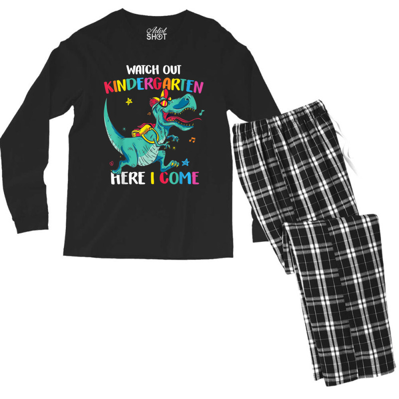 Gift Watch Out Kindergarten Here I Come Dinosaurs Back To School Men's Long Sleeve Pajama Set by cm-arts | Artistshot