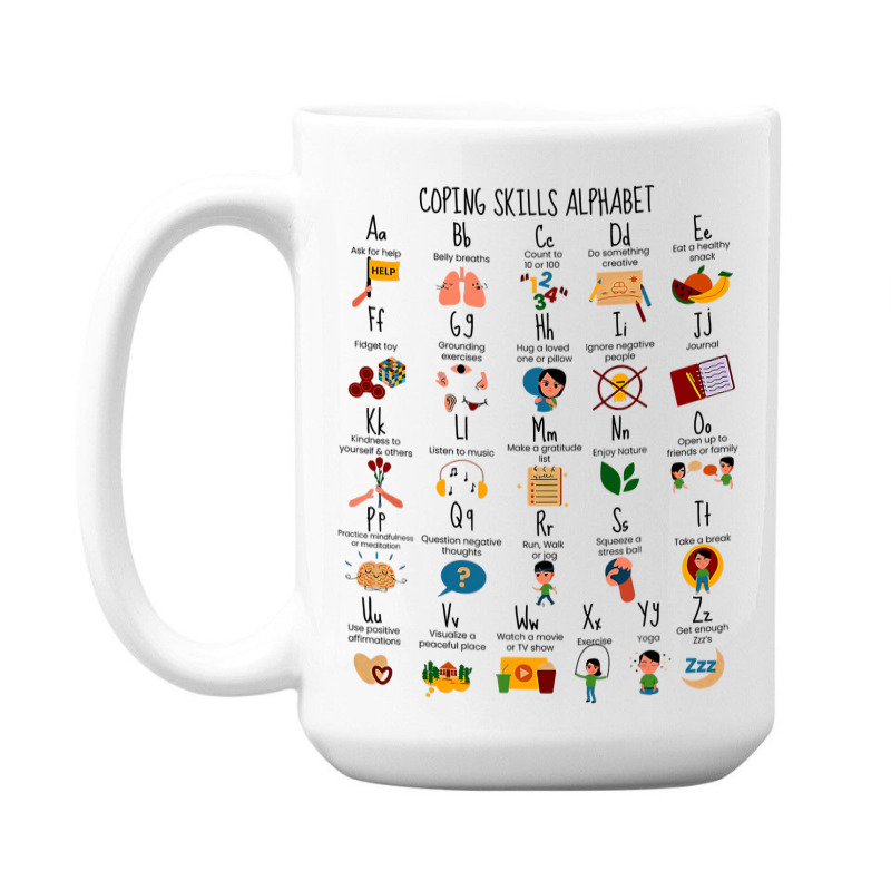 Coping Skills Alphabet Mental Health Awareness Counselor 15 Oz Coffee Mug | Artistshot