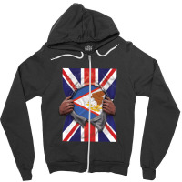 American Samoa Flag Great Britain Flag Ripped - Gift For American Samo Zipper Hoodie | Artistshot