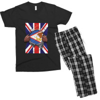 American Samoa Flag Great Britain Flag Ripped - Gift For American Samo Men's T-shirt Pajama Set | Artistshot