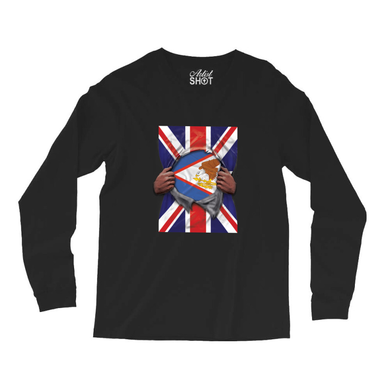 American Samoa Flag Great Britain Flag Ripped - Gift For American Samo Long Sleeve Shirts | Artistshot