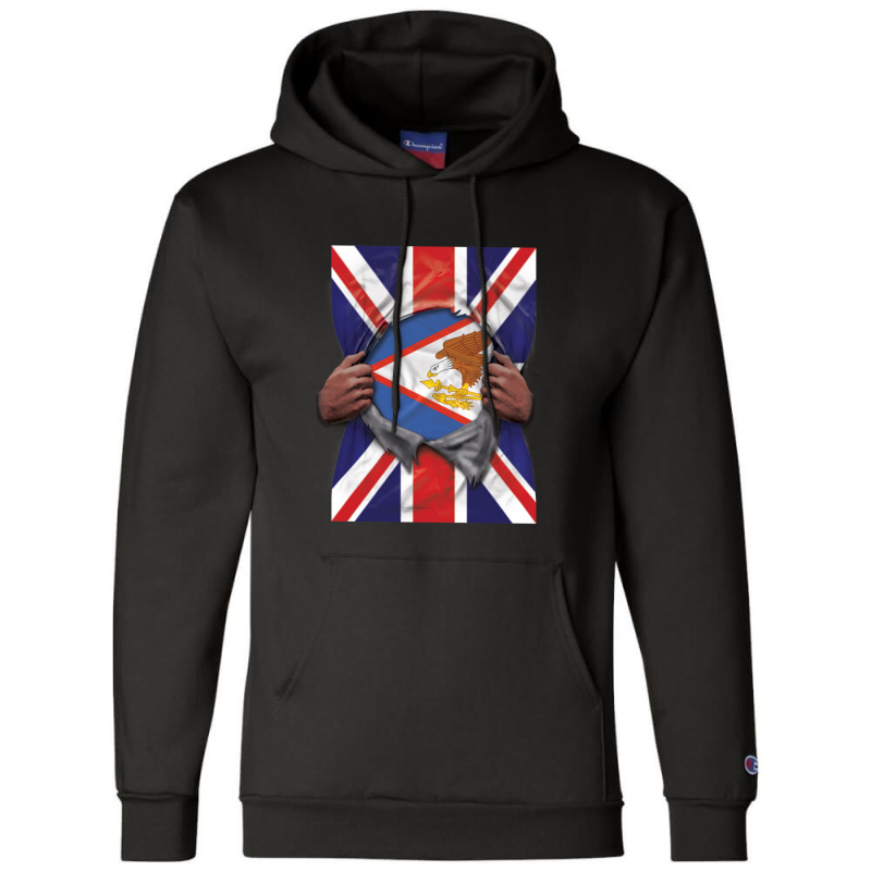 American Samoa Flag Great Britain Flag Ripped - Gift For American Samo Champion Hoodie | Artistshot