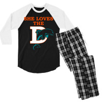 Funny Miami Football Team - She Loves The D Men's 3/4 Sleeve Pajama Set | Artistshot