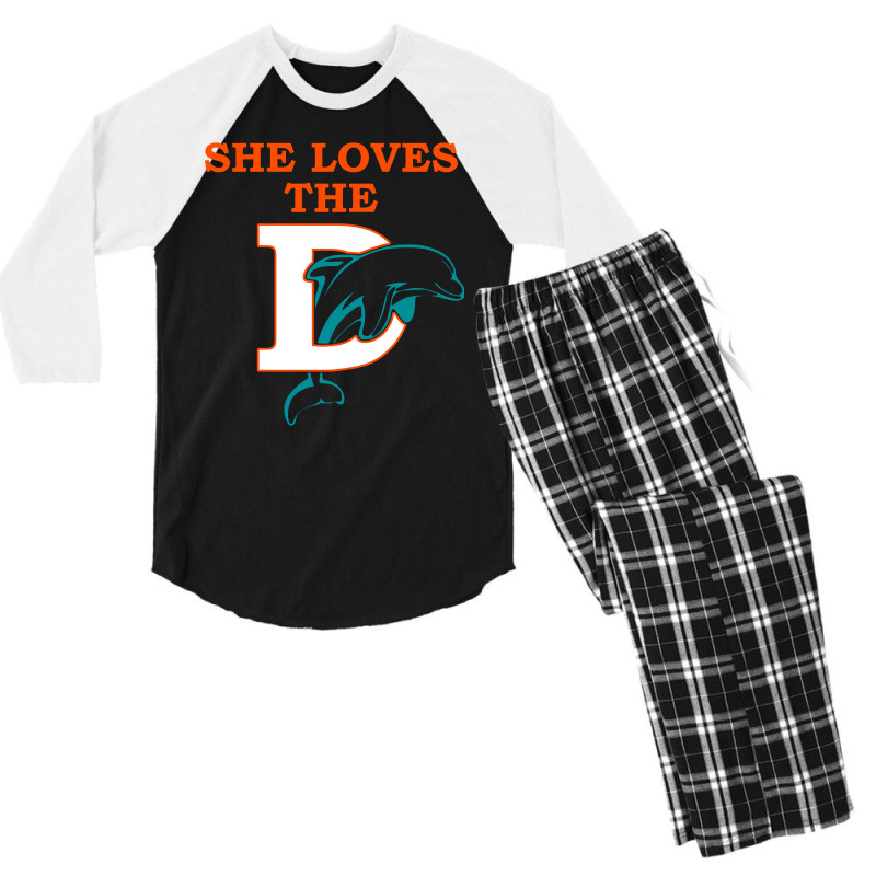 Funny Miami Football Team - She Loves The D Men's 3/4 Sleeve Pajama Set | Artistshot