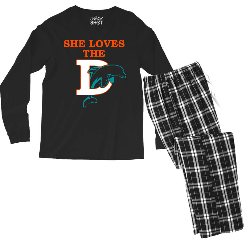 Funny Miami Football Team - She Loves The D Men's Long Sleeve Pajama Set | Artistshot